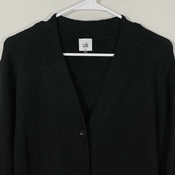 Cabi #4472 Drop-Off Cardigan Size Medium Black Longline Button Closure Pocket - Picture 4 of 6